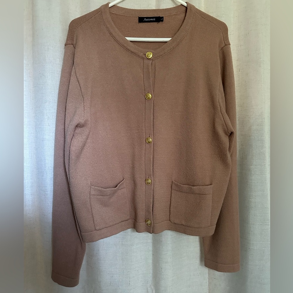 Luxurious Tan Cardigan Sweater or Lady Jacket